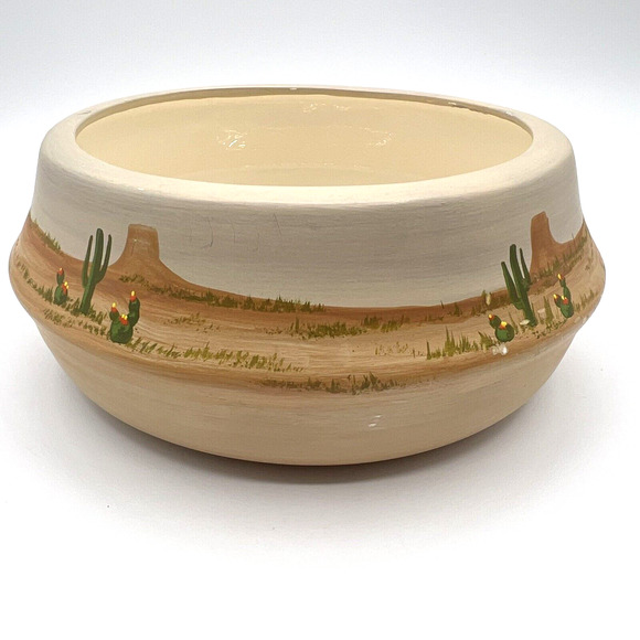 Hand Painted Southwest Desert Landscape Planter, Artist Signed & Numbered READ - Picture 1 of 11
